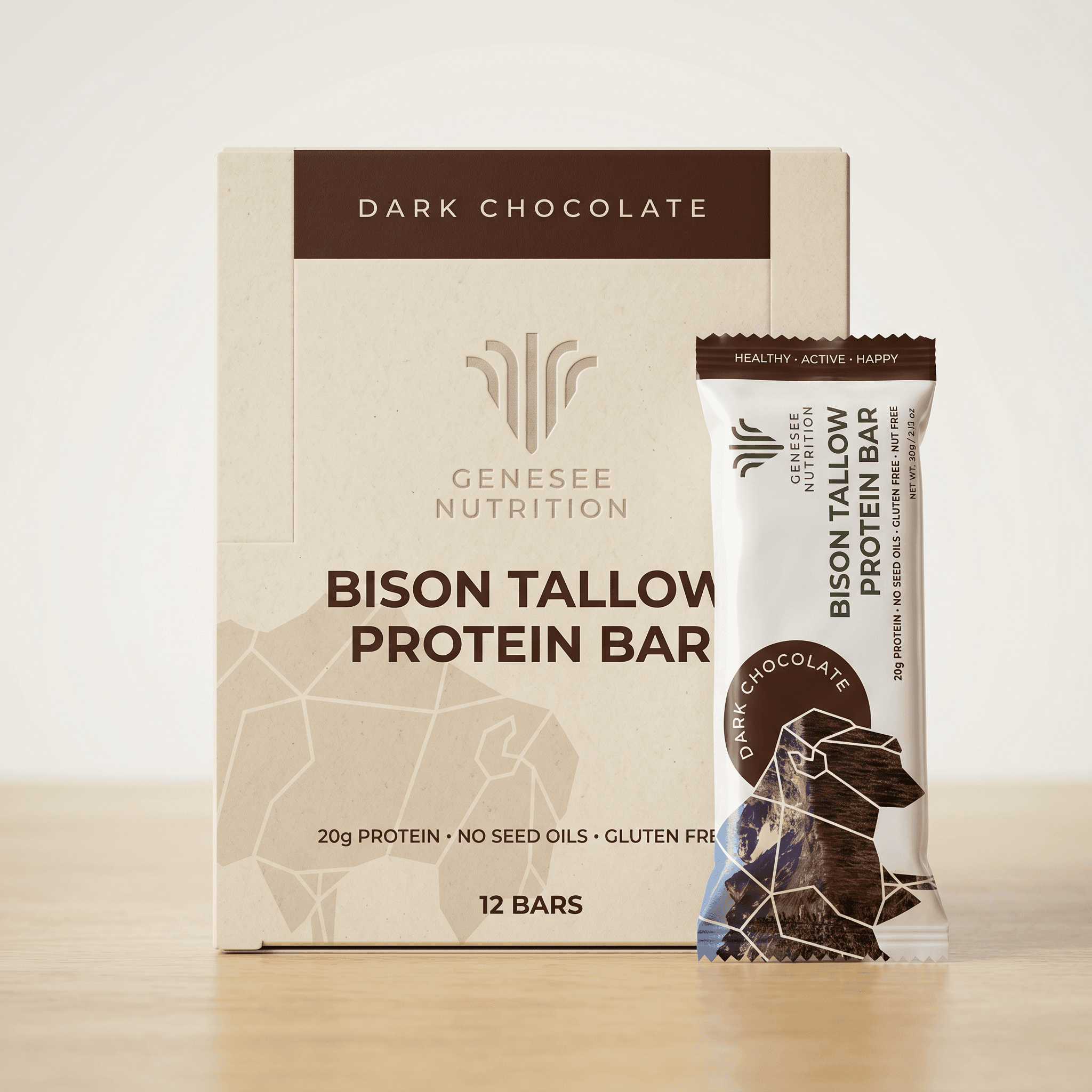 Bison Dark Chocolate Protein Bar — 12-Pack