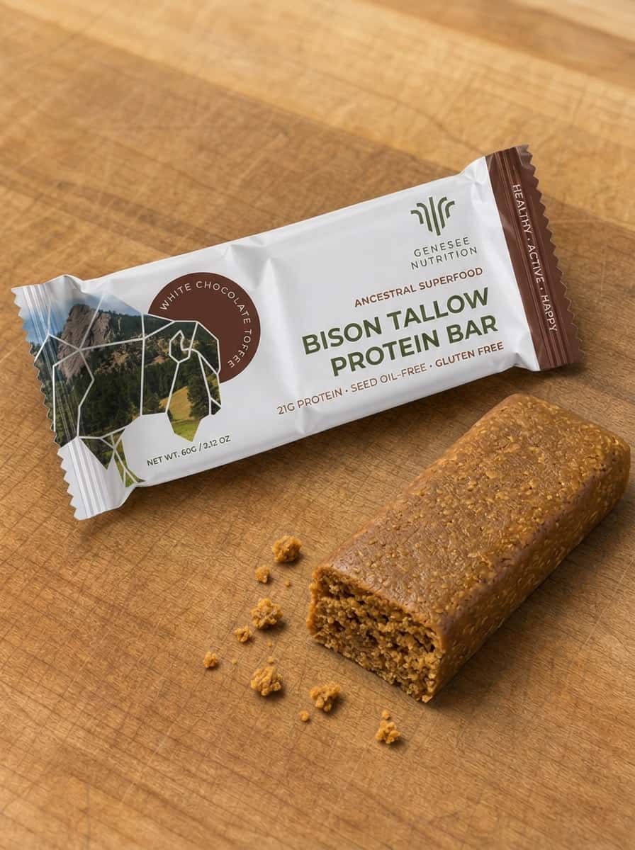 White Chocolate Toffee Bison Tallow Protein Bar